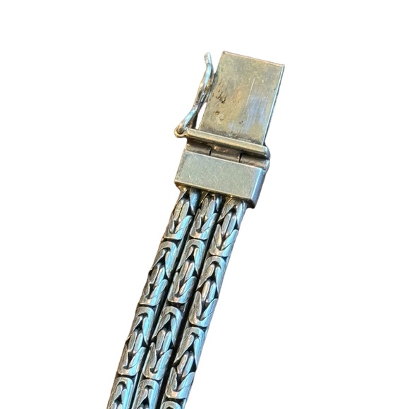 Chunky Sterling Silver Multi Byzantine Chain Bracelet Heavy 925 Silver Bali - Picture 7 of 9